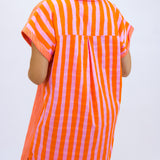 Luna Dress, Coral Pink Stripe