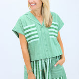 Luna Top, Mist Green Stripe