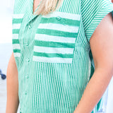 Luna Top, Mist Green Stripe