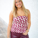 Antonella Strapless Top, Burgundy Cream