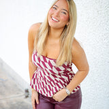 Antonella Strapless Top, Burgundy Cream