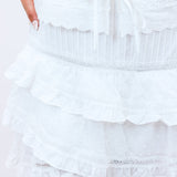 Kensley Eyelet Tiered Mini Skirt, White