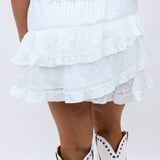 Kensley Eyelet Tiered Mini Skirt, White