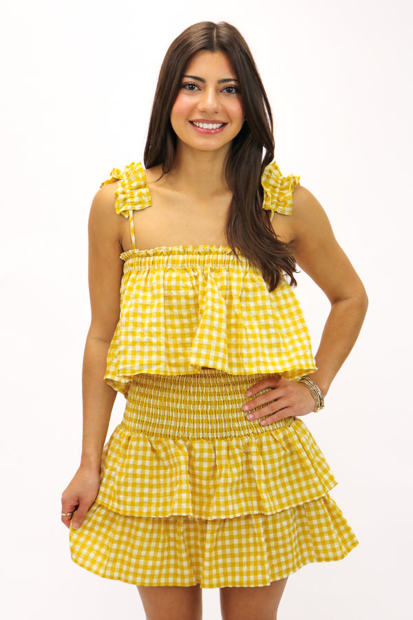 Find Me Country Side Gingham Set, Mustard