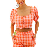 Just Peachy Gingham Top
