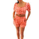 Just Peachy Gingham Shorts
