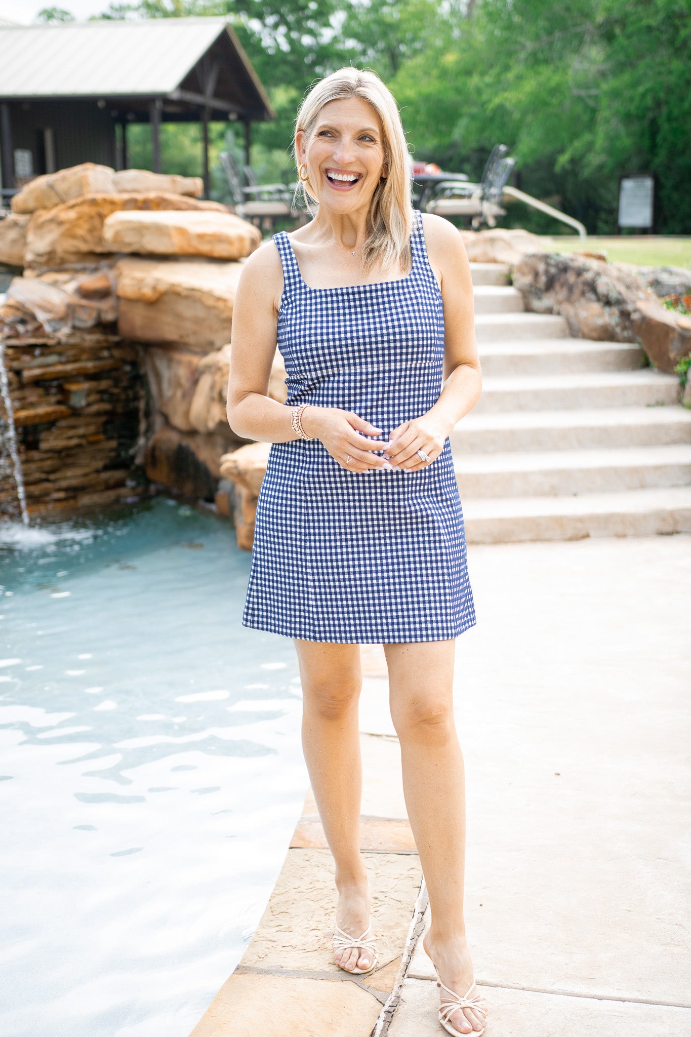SPANX Ponte Jacquard Square Neck Mini Dress S / Gingham Mini Twill Pattern