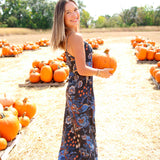 Snakes Bouquet Slip Maxi Dress, Black