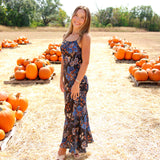 Snakes Bouquet Slip Maxi Dress, Black