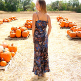 Snakes Bouquet Slip Maxi Dress, Black