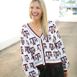 Texas A&M Knit Mascot Rhinestone Cardigan