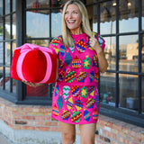 Jeweled Ornament Top, Hot Pink/Multi