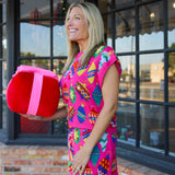Jeweled Ornament Top, Hot Pink/Multi