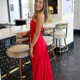 Jessamine Satin Midi Dress, Dark Red