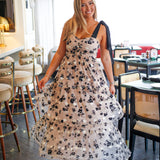 Moonlight Bloom Dress, Taupe/Black