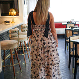 Moonlight Bloom Dress, Taupe/Black