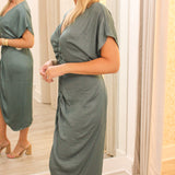 Aimee Dress, Dusty Teal