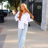 Murphy Ecru Studded Cotton Shirt, White