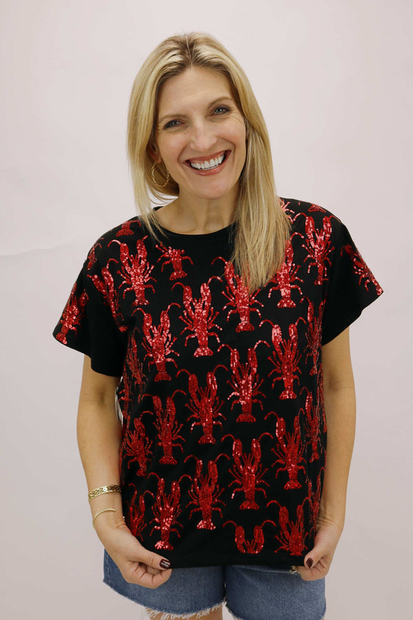 Black & Red Scattered Crawfish Tee
