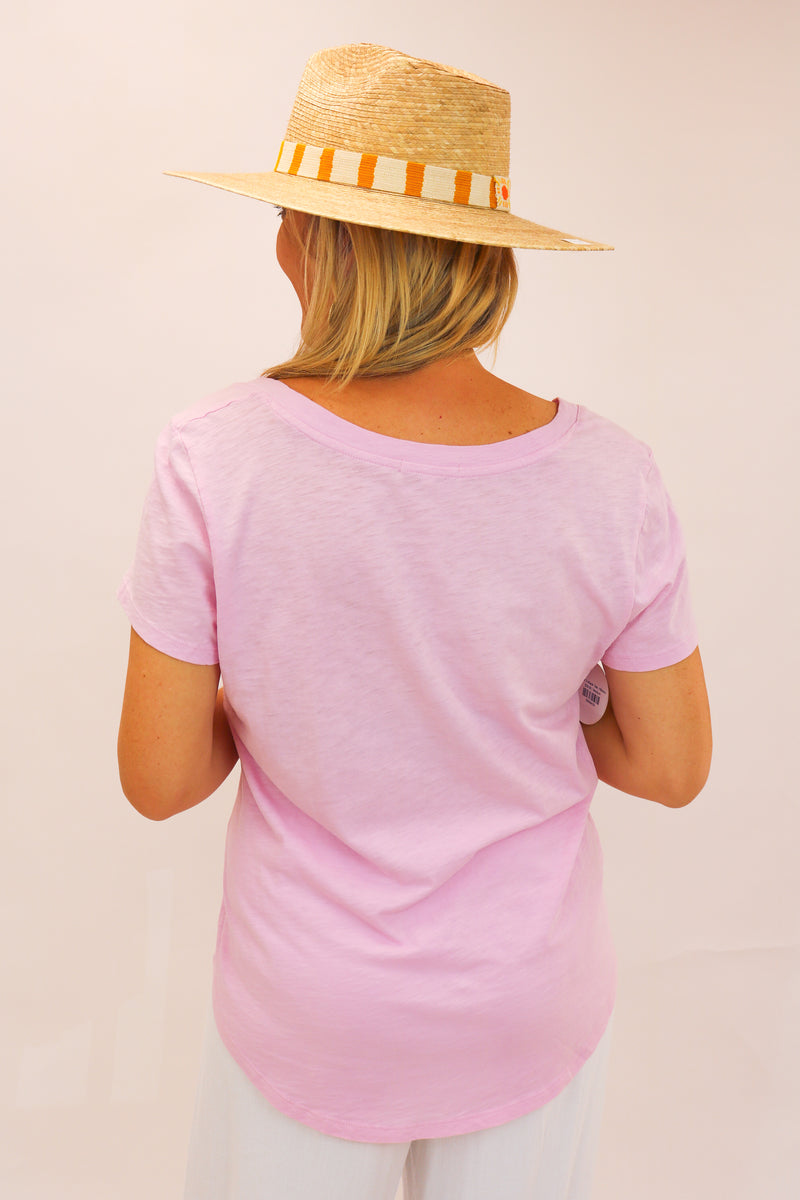 Asher V-Neck Tee, Hibiscus