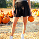 Pintuck Mini Skirt, Black
