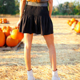 Pintuck Mini Skirt, Black