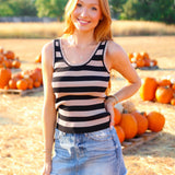 Sweet & Certain Tank Top, Taupe/Black