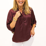 Marine Button Down Top, Maroon