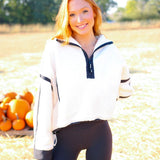 Mountain High Half Zip Fleece, White Combo
