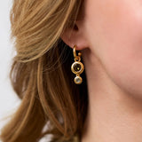 Rainbow Duo Hoop and Charm Earrings, Champagne Radiance