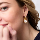 Rainbow Hoop and Charm Earrings, Clear Crystal