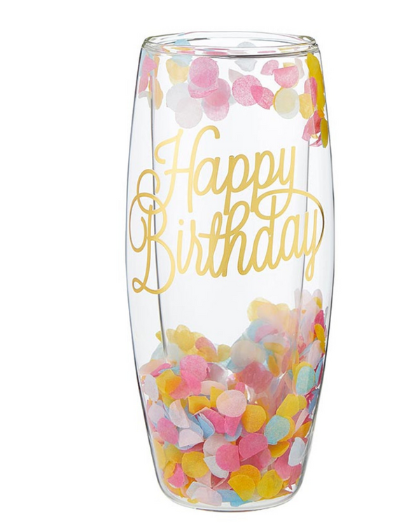 Happy Birthday Confetti Champagne Glass