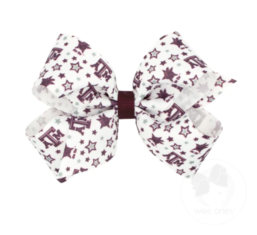 Medium Signature Collegiate Logo Print Grosgrain Hair Bow