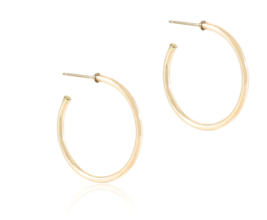 Round Gold 1.25" Post Hoop 2mm Smooth