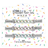 Kids Silver/Colorful Bracelet Hair Ties