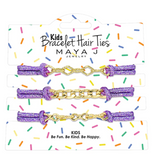 Kids Purple/Gold Bracelet Hair Ties