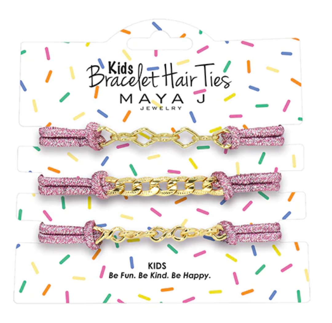 Kids Pink/Gold Bracelet Hair Ties