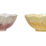 Hand-Painted Embossed Stoneware Flower Bowl