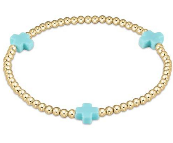 Enewton Extends - Signature Cross Pattern 3mm Bead Bracelet, Turquoise