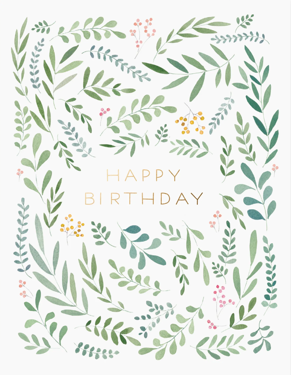 Pretty Leaves Birthday Card