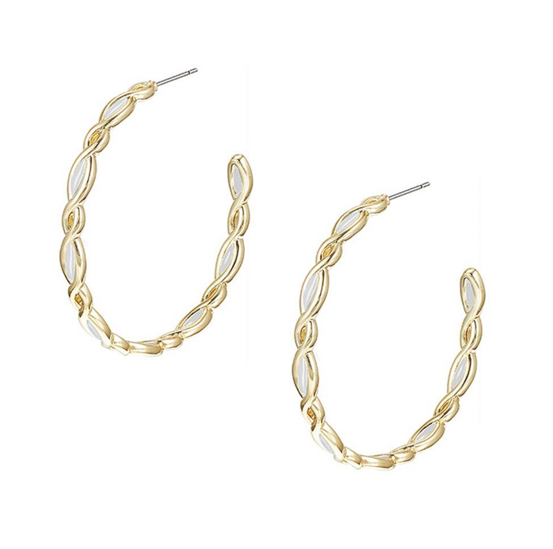 Bloom Hoop Earrings, White Enamel