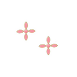 Enamel Cross Stud Earrings, Light Pink