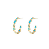 Bloom Mini Hoop Earrings, Light Blue Enamel