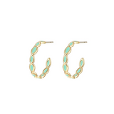 Bloom Mini Hoop Earrings, Mint Enamel