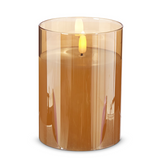 3.5" x 5" Gold Glass Ivory Pillar Candle