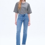 Yoyo Mid Rise Cuffed Straight Jean, Island