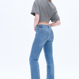 Yoyo Mid Rise Cuffed Straight Jean, Island