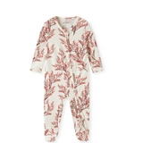 Cotton Stretch Zipper Footed Romper, Winterberry