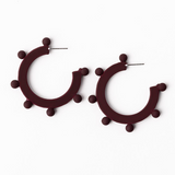 Astrid Maroon Dotted Hoop Earrings
