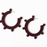 Astrid Maroon Dotted Hoop Earrings